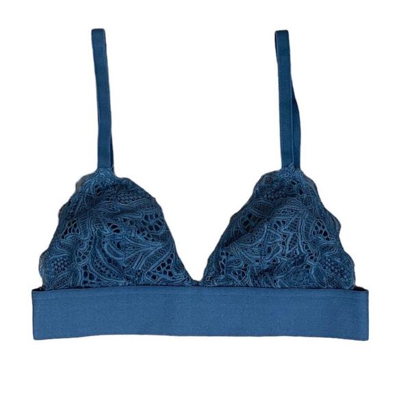 Lively Long-Lined Lace Bralette - Slate Blue Sz S - Picture 1 of 11
